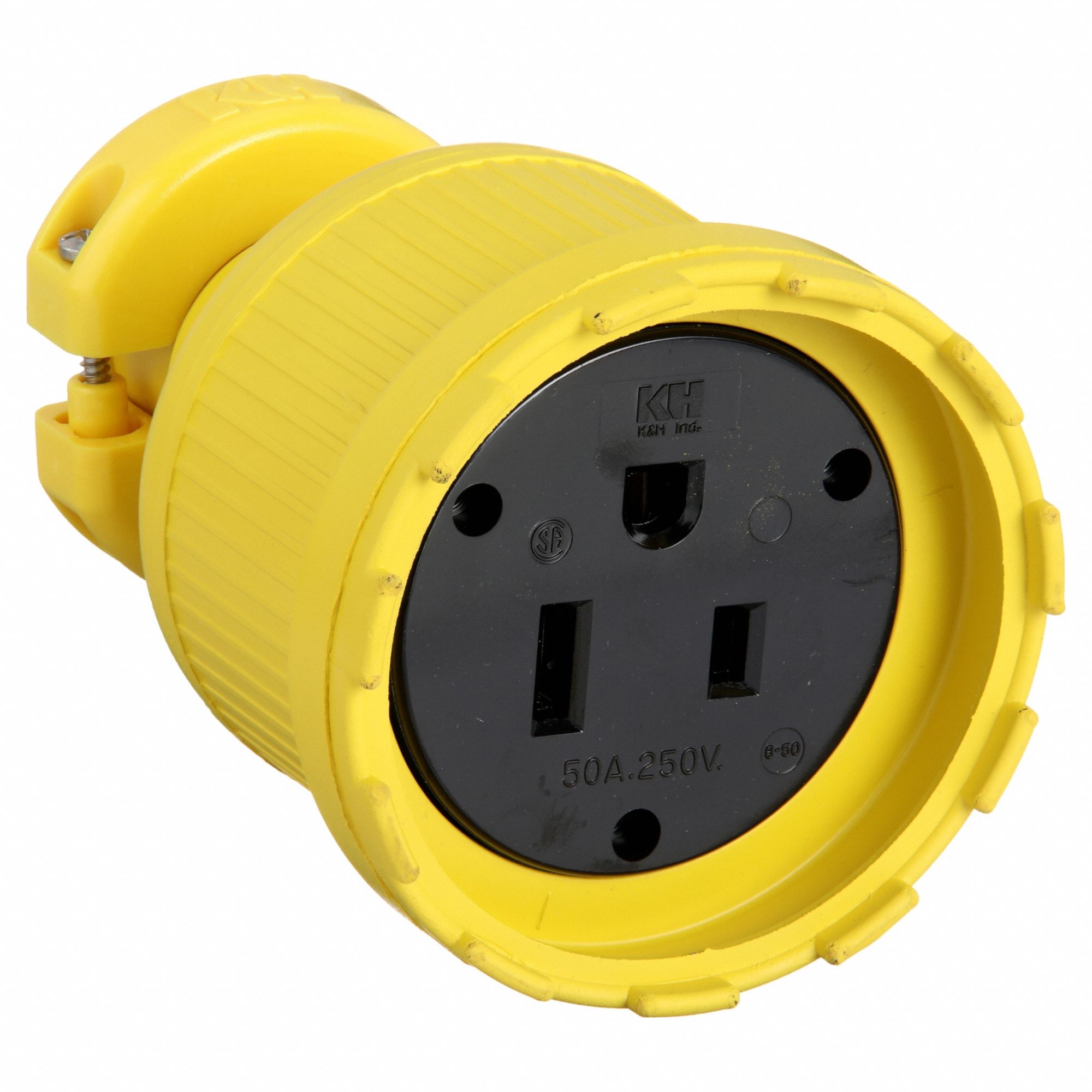 STRAIGHT BLADE CONNECTOR, 6-50R, 50 A, 250V AC, 2 POLES, YELLOW