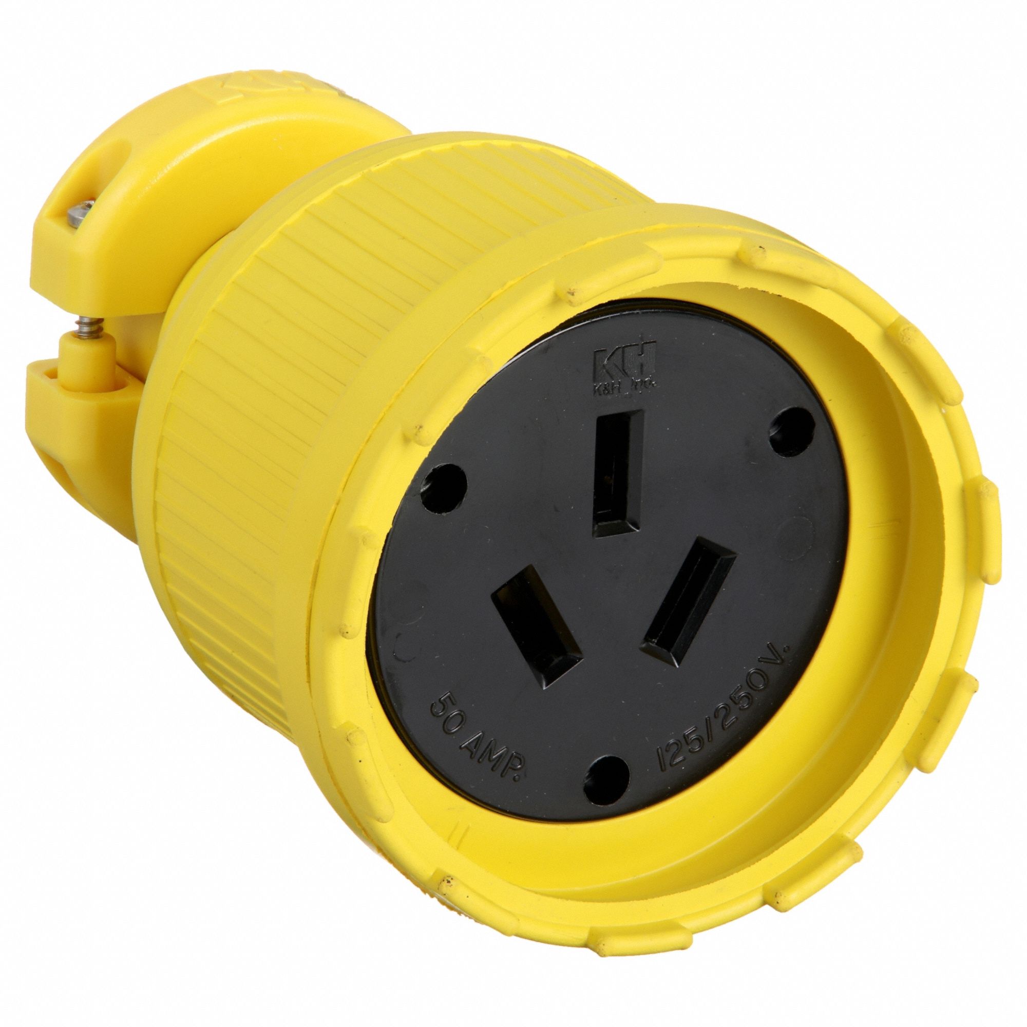 Straight Blade Connector: 10-50R, 50 A, 125/250V AC, 3 Poles, Yellow, Gen Use