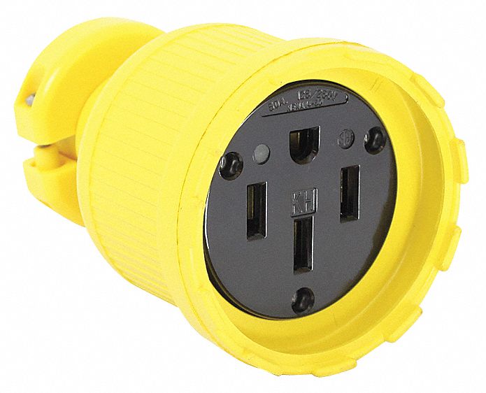 STRAIGHT BLADE CONNECTOR, 14-50R, 50 A, 125/250V AC, 3 POLES, YELLOW