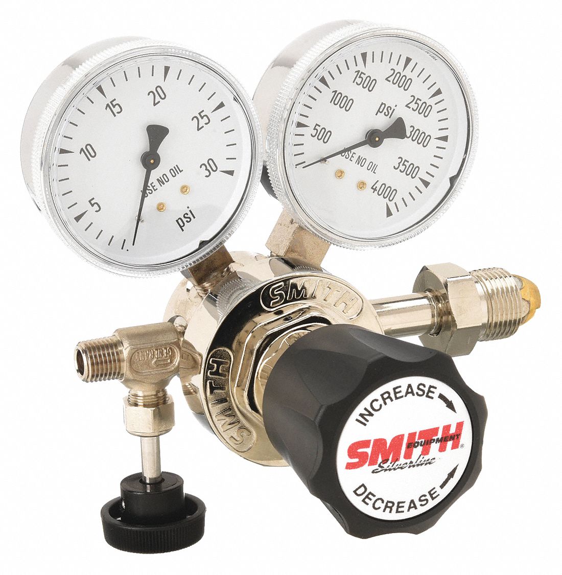 High Purity Gas Regulator: Single Stage, CGA 580 Inlet, 1/4" NPT M Outlet, 15 psig