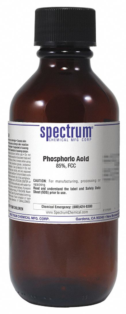 Phosphoric Acid: FCC, 500 mL, 7664-38-2, 85% Concentration, Acid, Liquid, Bottle, Glass, 1
