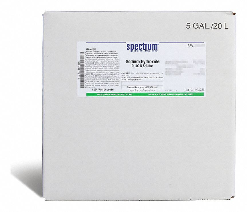 Sodium Hydroxide: Lab, 20 L, 1310-73-2/7732-18-5, 0.1 N, Solution, Liquid, Drum, Plastic, 1