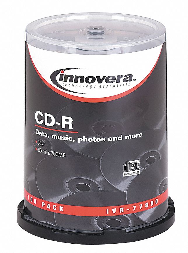 INNOVERA CDR Disc, 700 MB Capacity, 52x Speed 6PKL7IVR77990 Grainger