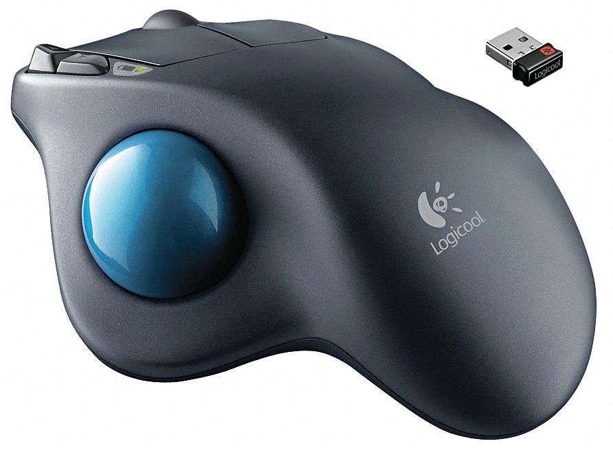 LOGITECH Wireless Trackball Mouse, Optical, Black, USB ...