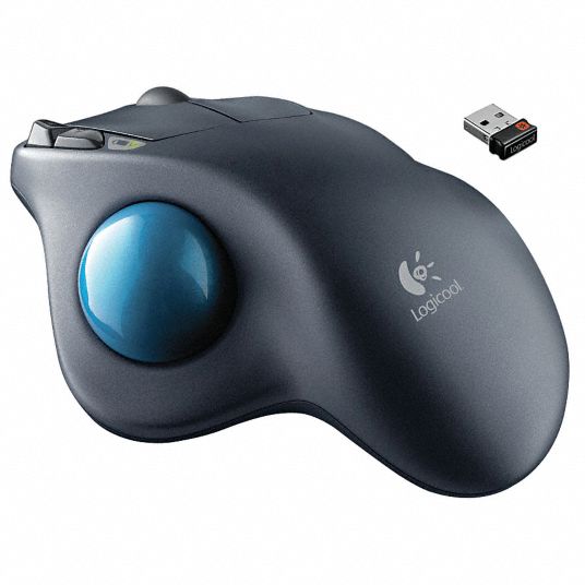 LOGITECH Wireless Trackball Mouse, Optical, Black, USB 6PKP1LOG