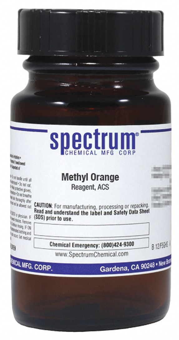 Methyl Orange Indicator: ACS, 25 g, 547-58-0, Reagent, Powder, Bottle, Glass, 24 mo Shelf Life, 1