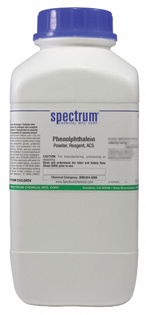 Phenolphthalein: ACS, 2.5 kg, 77-09-8, Reagent, Powder, Drum, Plastic, 24 mo Shelf Life, 1
