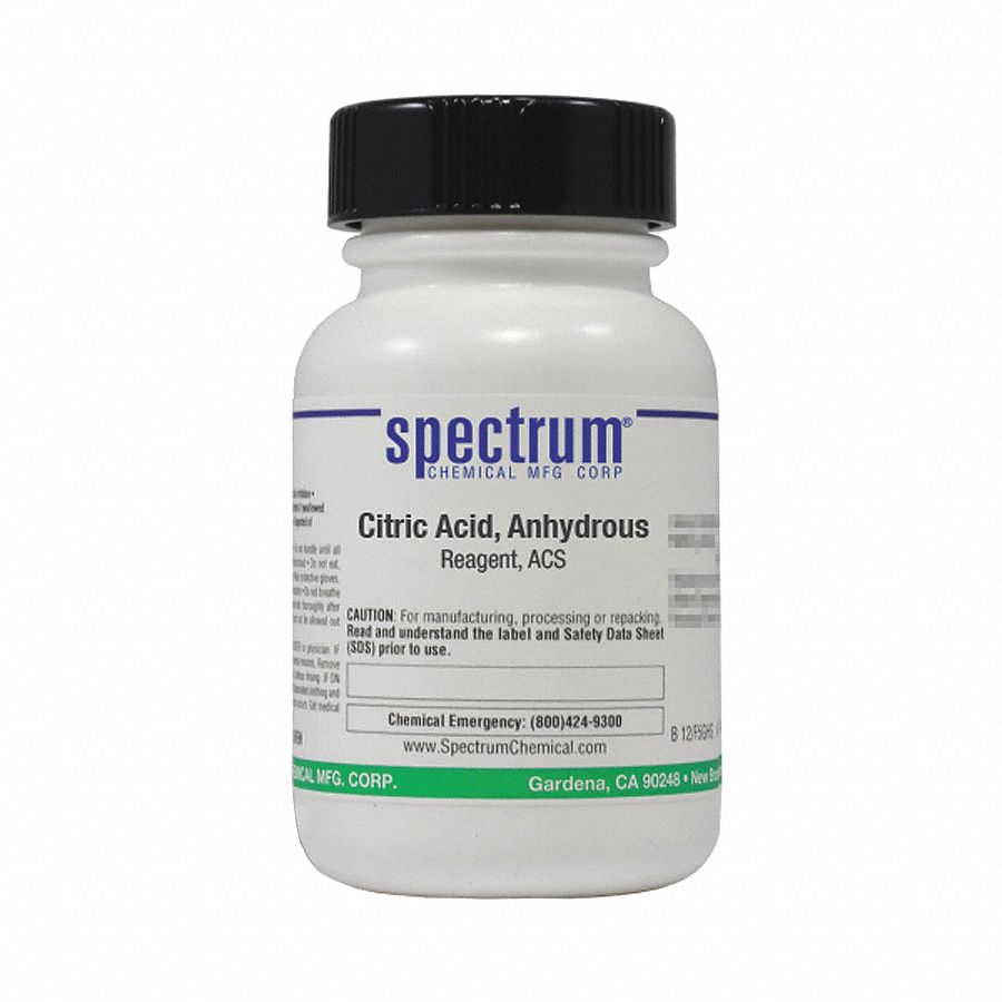 Citric Acid - Anhydrous: ACS, 25 g, 77-92-9, Acid, Powder, Bottle, Plastic, 24 mo Shelf Life, 1