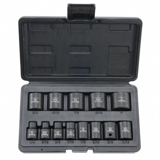 BLACKHAWK BY PROTO Impact Socket Set, Black Oxide, 3/8 in, Impact Rated