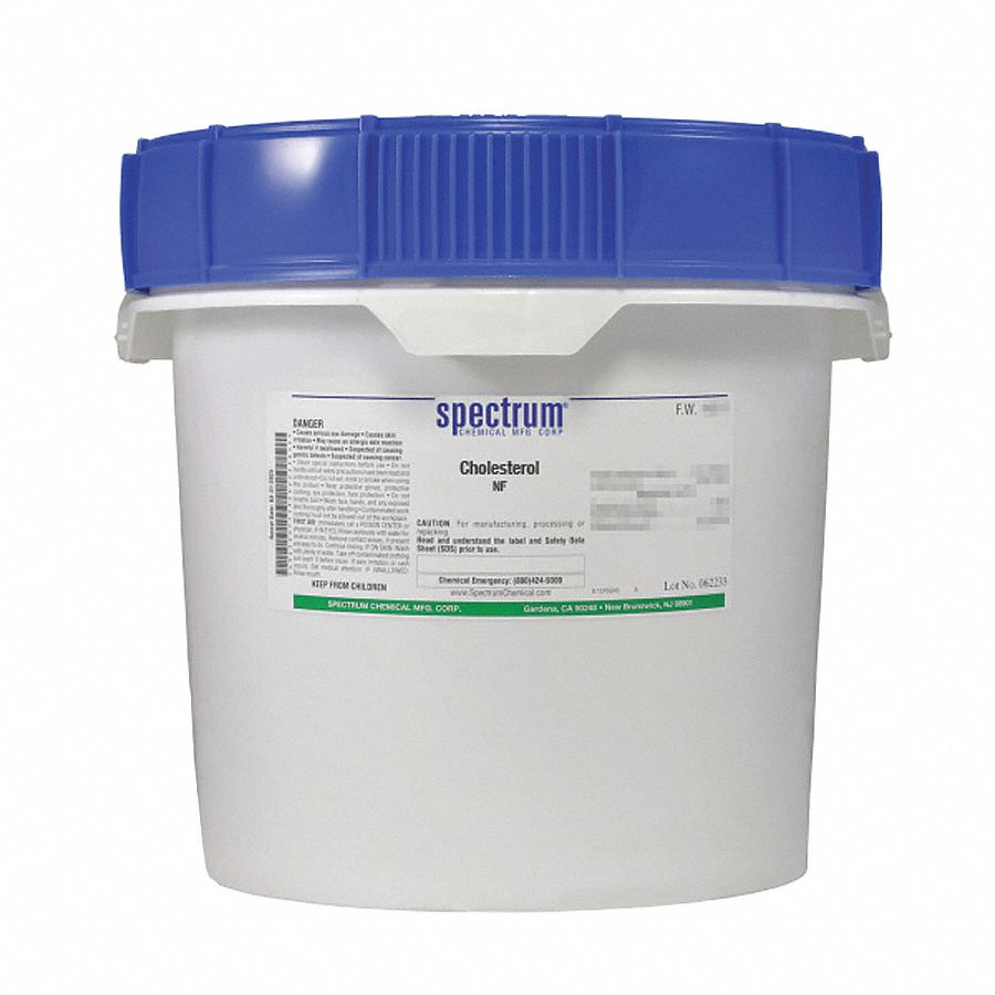Cholesterol: NF, 2.5 kg, 57-88-5, Reagent, Powder, Drum, Plastic, 36 mo Shelf Life, 1