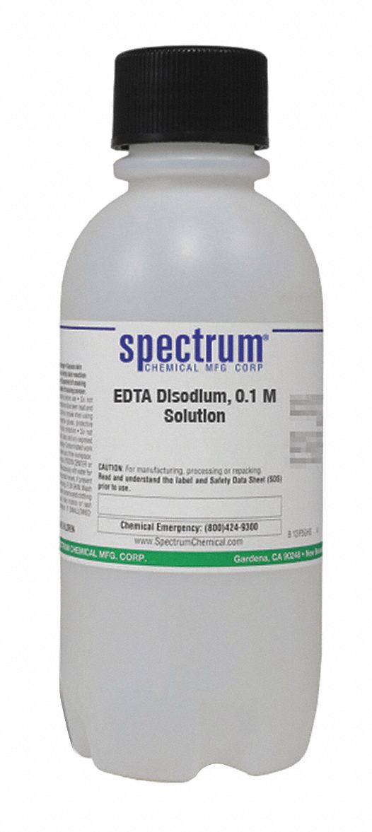 EDTA: Lab, 500 mL, 6381-92-6/7732-18-5, 0.1 M, Solution, Liquid, Bottle, Plastic, 1