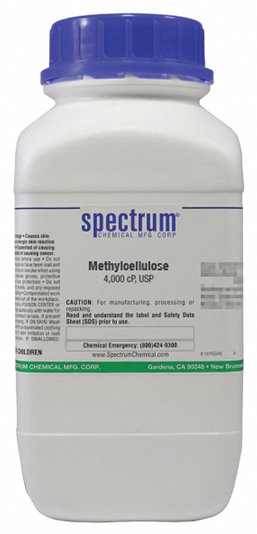 Methylcellulose - 4000 cP: USP, 500 g, 9004-67-5, Reagent, Powder, Bottle, Plastic, 1