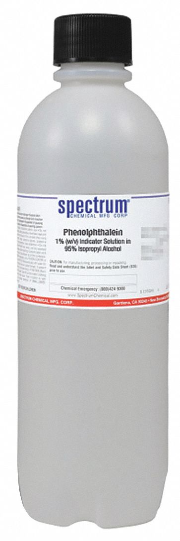 Phenolphthalein Indicator - in 95% Isopropyl Alcohol: Lab, 1 L, 67-63-0/77-09-8/7732-18-5, Liquid, 1