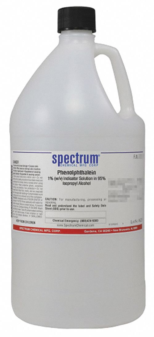 Phenolphthalein Indicator - in 95% Isopropyl Alcohol: Lab, 4 L, 67-63-0/77-09-8/7732-18-5, Liquid, 1