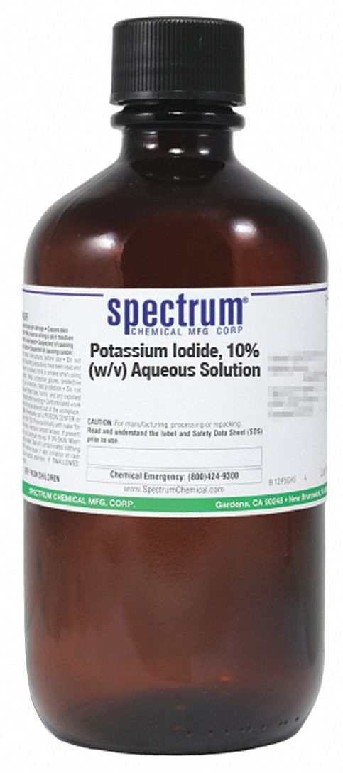 Potassium Iodide: Lab, 1 L, 7681-11-0/7732-18-5, 10%w/v Concentration, Solution, Liquid, Bottle, 1