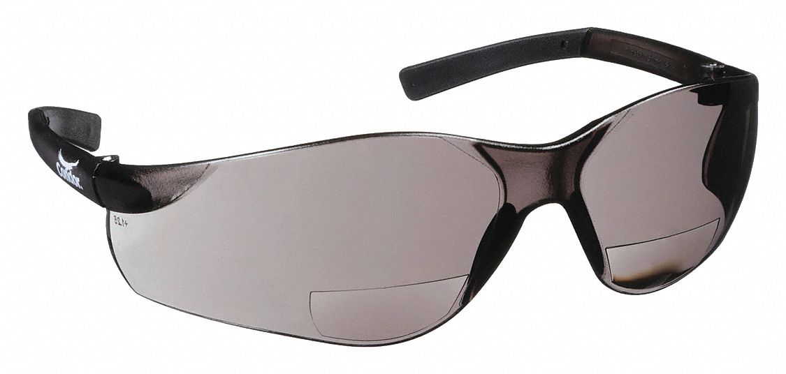 LUNETTES DE LECTURE, SANS MONTURE, ENVELOPPANTES, PC, ANTIRAYURES, GRISES, M, +1,25, BIFOCALES
