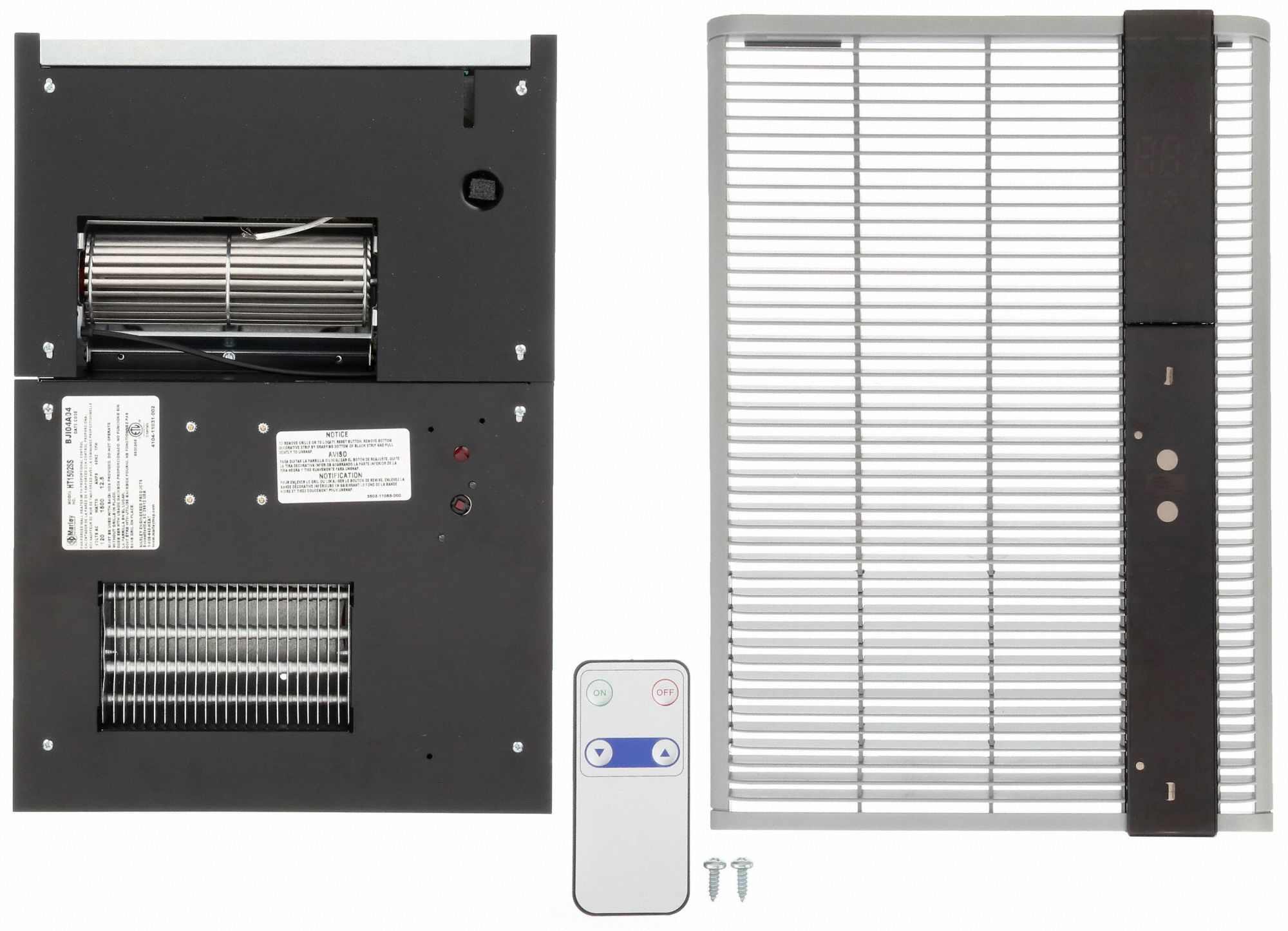 QMARK Recessed Electric WallMount Heater, 200W/1,500W, 120V AC, 1