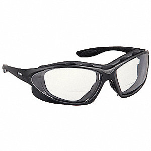SAFETY READING GLASSES, FULL-FRAME, WRAPAROUND, PC, UVEXTRA, BLK/CLEAR, +2.00, CSA, M