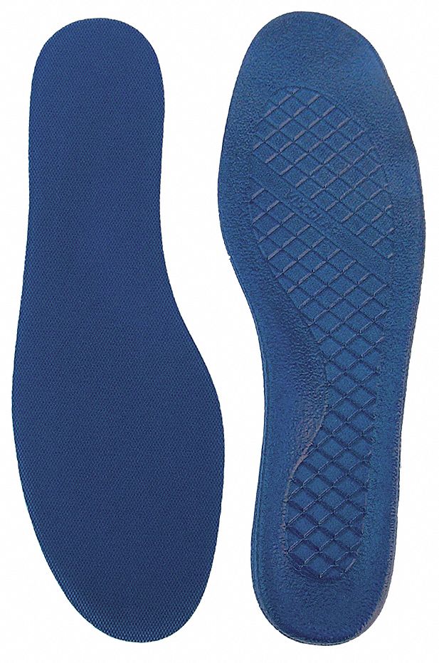 UNISEX INSOLES, SIZE 10 TO 12/8 TO 10, VISCO-ELASTIC POLYMER, BLUE, 12 X 5 X ½ IN