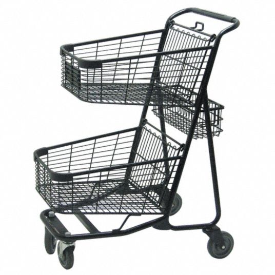 R.W. ROGERS COMPANY, INC, Nestable Two Tier Shopping Cart, Steel, Two-Tier  Shopping Cart - 6PPZ9