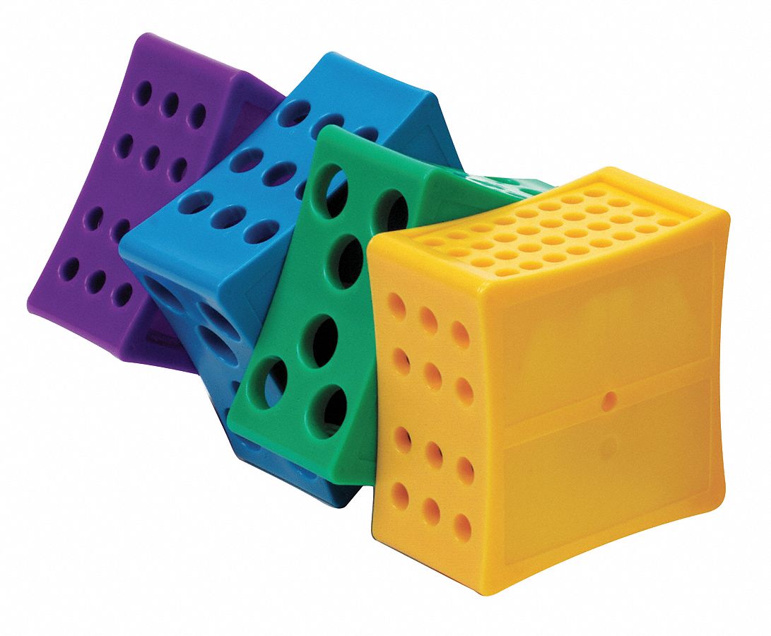 Tube Rack: 4 1/4 in Overall Wd, 4 1/4 in Overall Ht, 8 3/4 in Overall Lg, Polypropylene, Multicolor