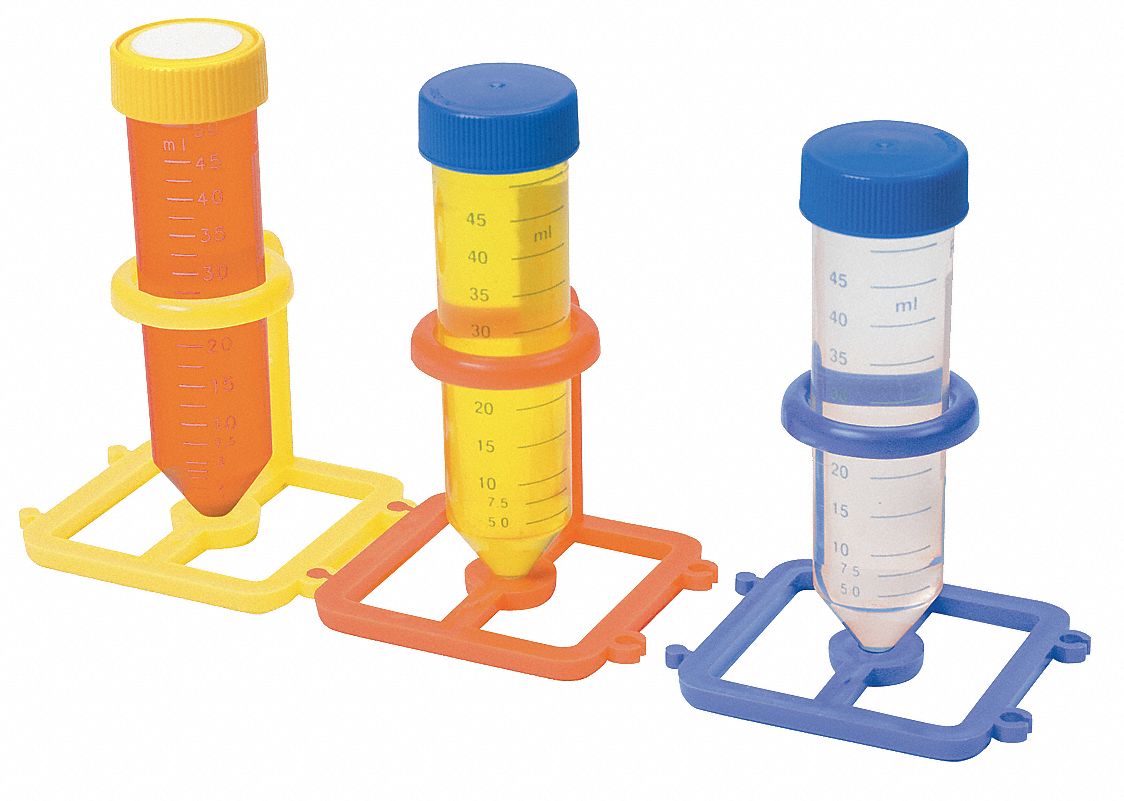 Tube Rack: 3 in Overall Wd, 3 in Overall Ht, 9 1/2 in Overall Lg, Polypropylene, Multicolor, Well