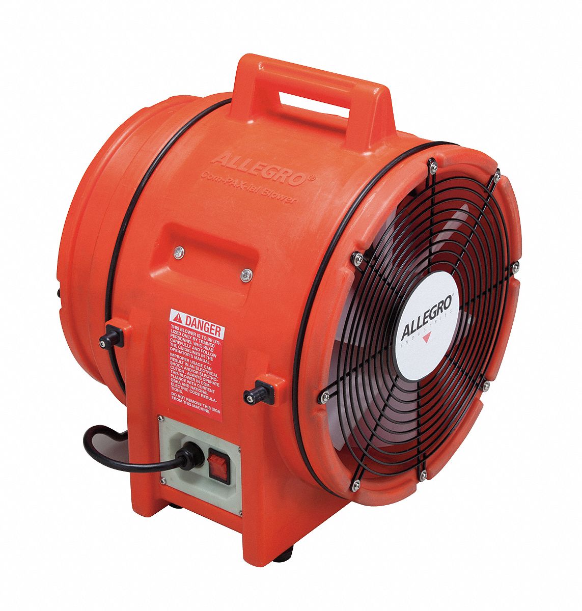 ALLEGRO Axial Confined Space Fan, 1 hp HP, 115V AC Voltage, 3,450 RPM