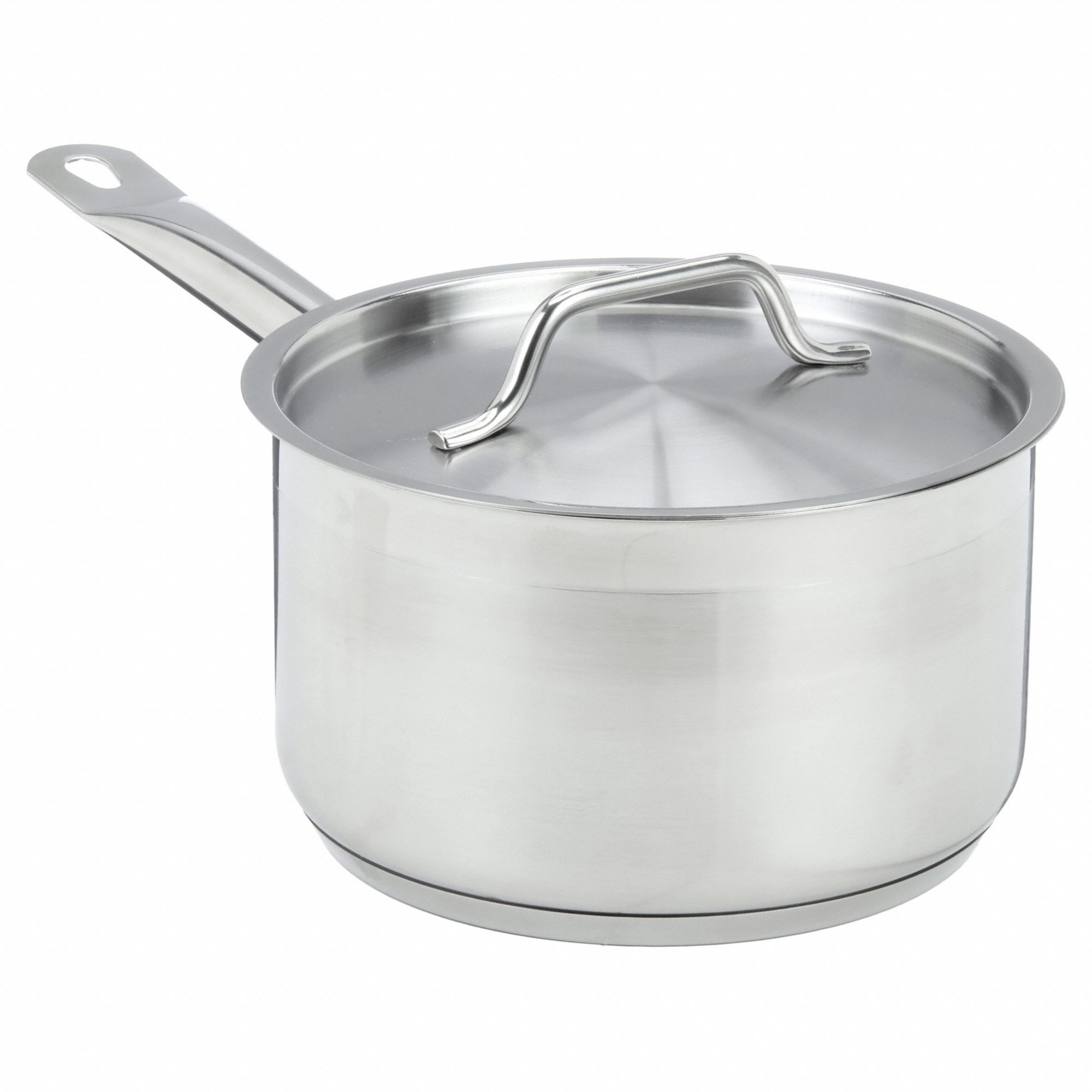 Sauce Pan: 2.75 qt Capacity, Stainless Steel, Welded, Stainless Steel Handle, NSF Certified