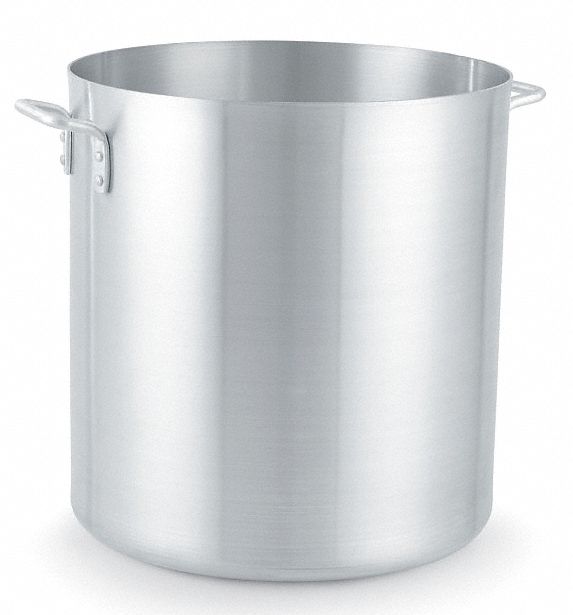 Stock Pot: 12 qt Capacity, Aluminum, 4.9 mm Gauge, NSF Certified, Riveted Handle