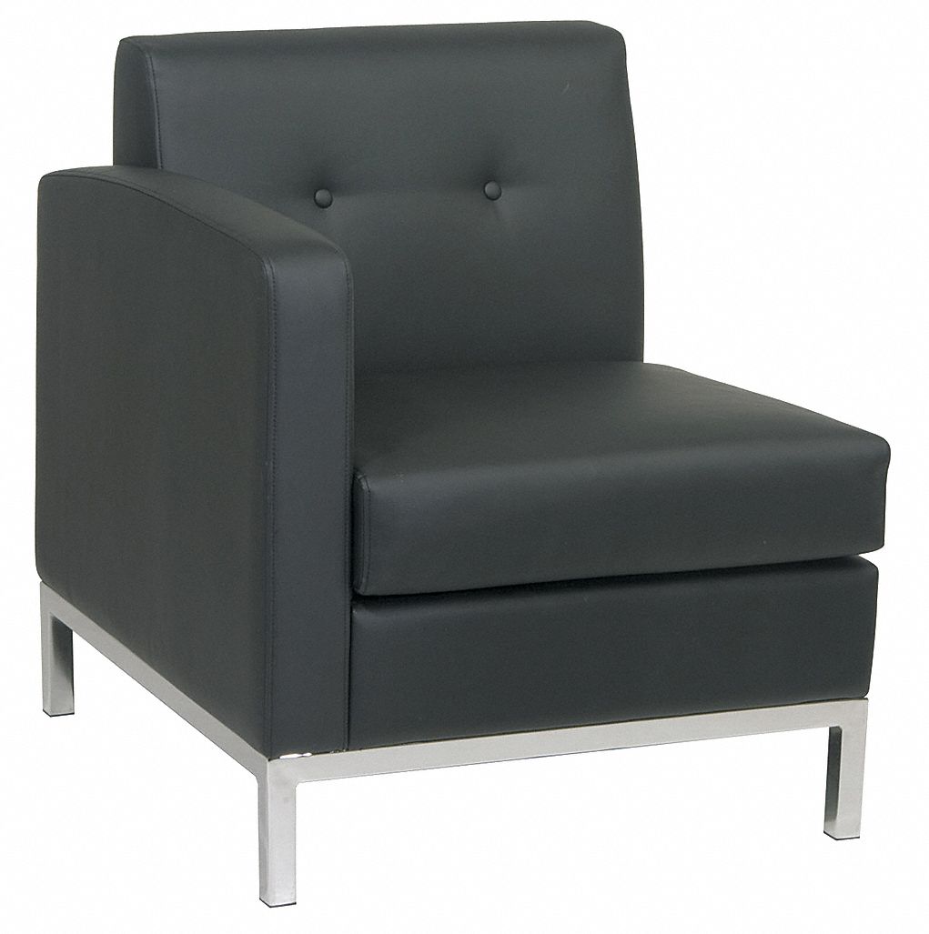 Modular Chair: Black, Silver, 4 Casters/Glides, Modular Design, 27 1/4 in Overall Wd