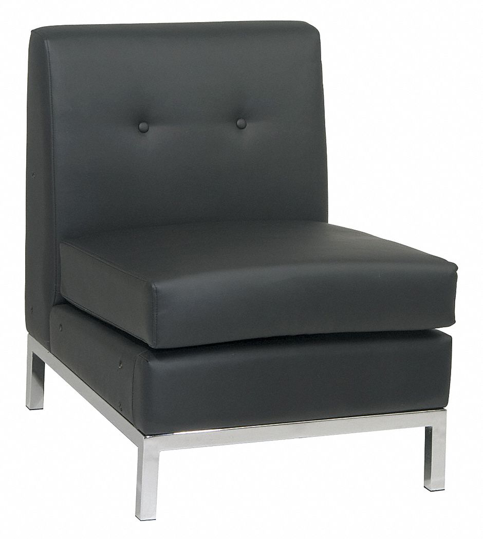 Modular Chair: Black, Silver, 4 Casters/Glides, Modular Design, 23 in Overall Wd