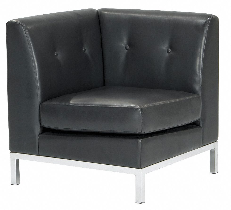 Modular Chair: Brown, Silver, 4 Casters/Glides, 28 in Overall Wd, 31 in Overall Ht