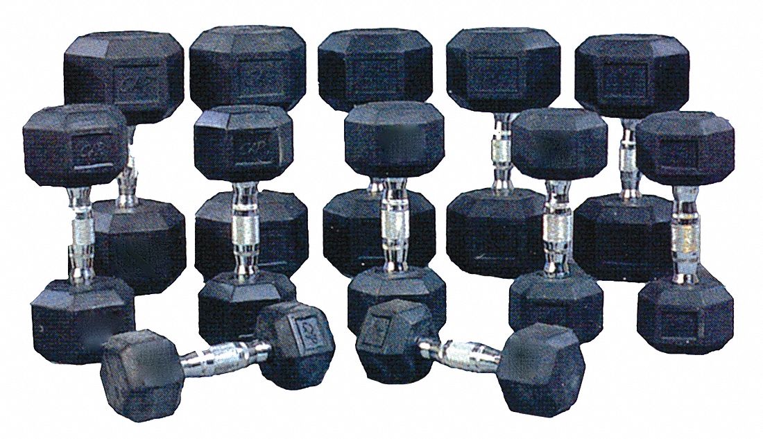 Dumbbell Set: 10 lb/15 lb/20 lb/25 lb/30 lb/5 lb, Black