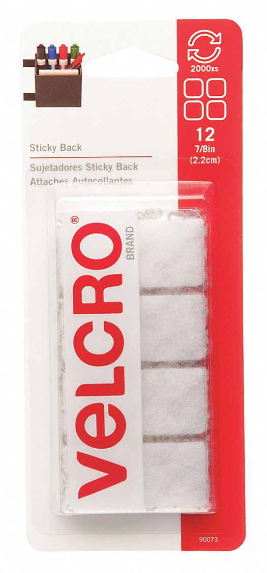 VELCRO BRAND 90073 Hook-and-Loop Fast, White, Square, PK12