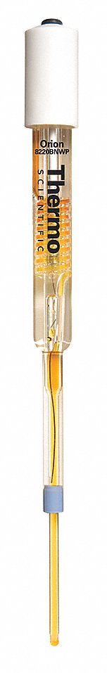 pH Electrode: pH, BNC, Ceramic, Bulb, Glass, 1 m Cable Lg, 155 mm Overall Lg