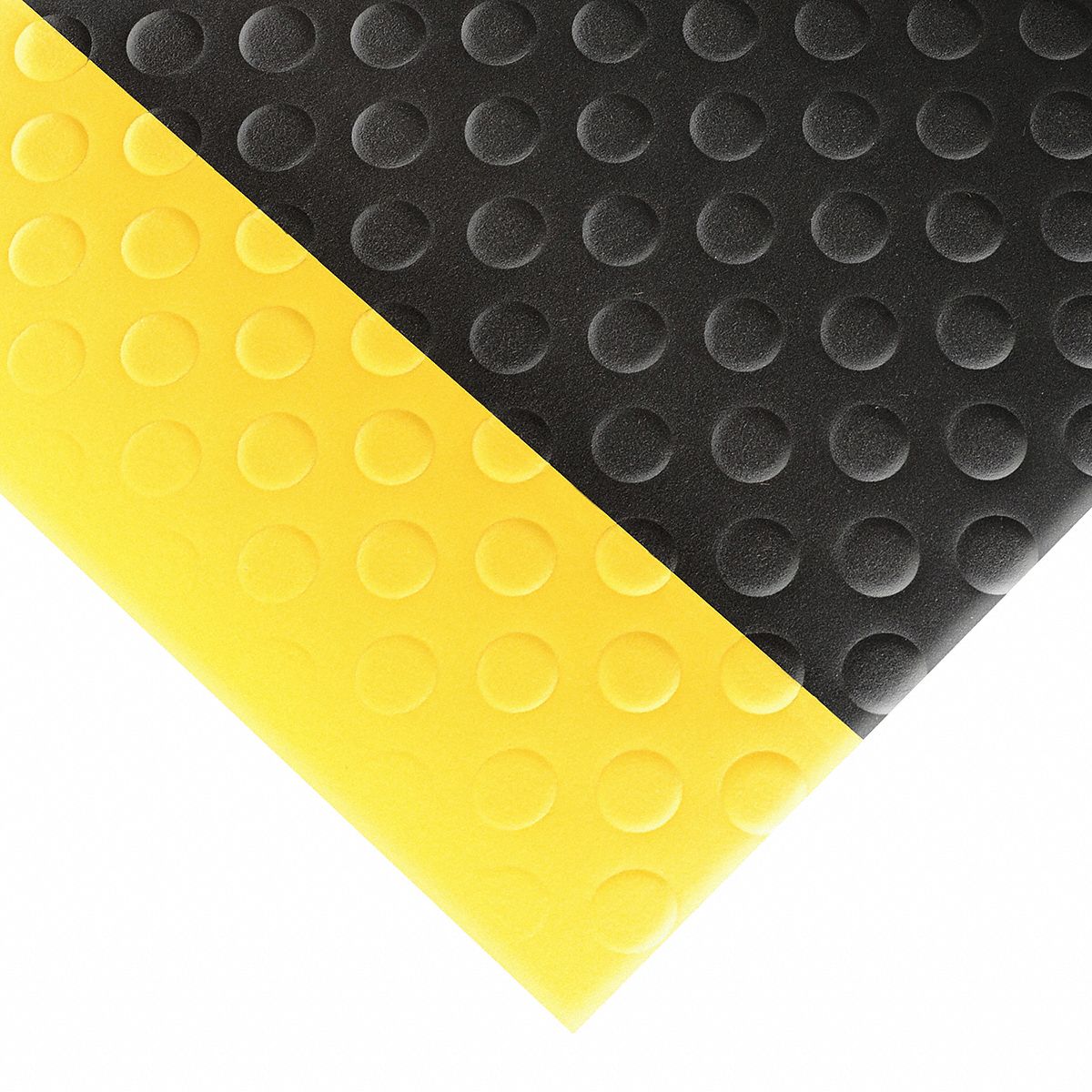 ANTIFATIGUE RUNNER, BUBBLE, 3 X 60 FT, ½ IN THICK, BLACK/YELLOW BORDER, PVC FOAM