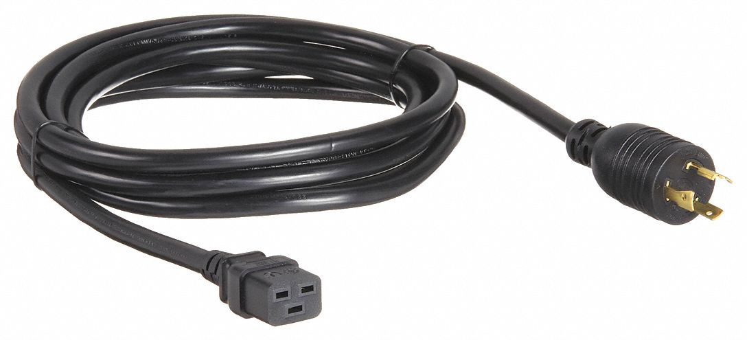 Power Cord: 12 ft Lg, NEMA L6-20P Plug, Port IEC C19, SJT, 16 A Max. Amps