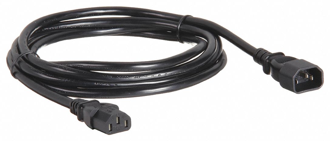 Power Cord: 8.2 ft Lg, IEC-320 C14 Plug, Port IEC C13, H05VV-F, 120V AC