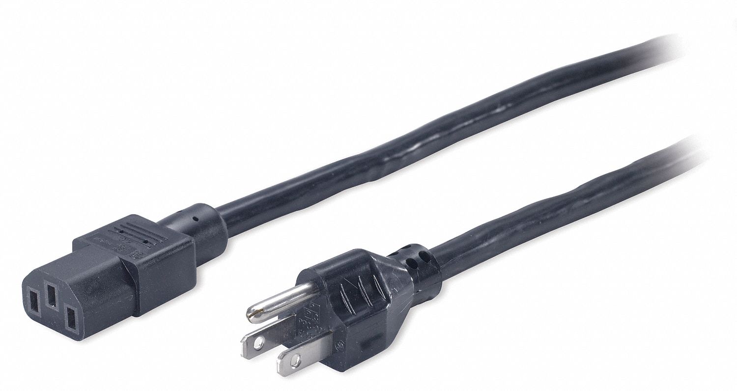 Power Cord,2ft,14/3,12A,SJT,Black,PK5