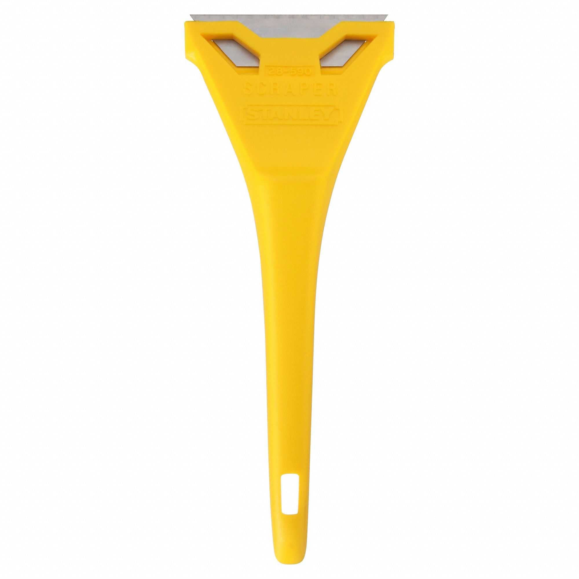 Stanley Window Scraper: 2 7/16 in Blade Wd, Carbon Steel, 3/4 in Blade Lg,  Utility, Plastic, Yellow