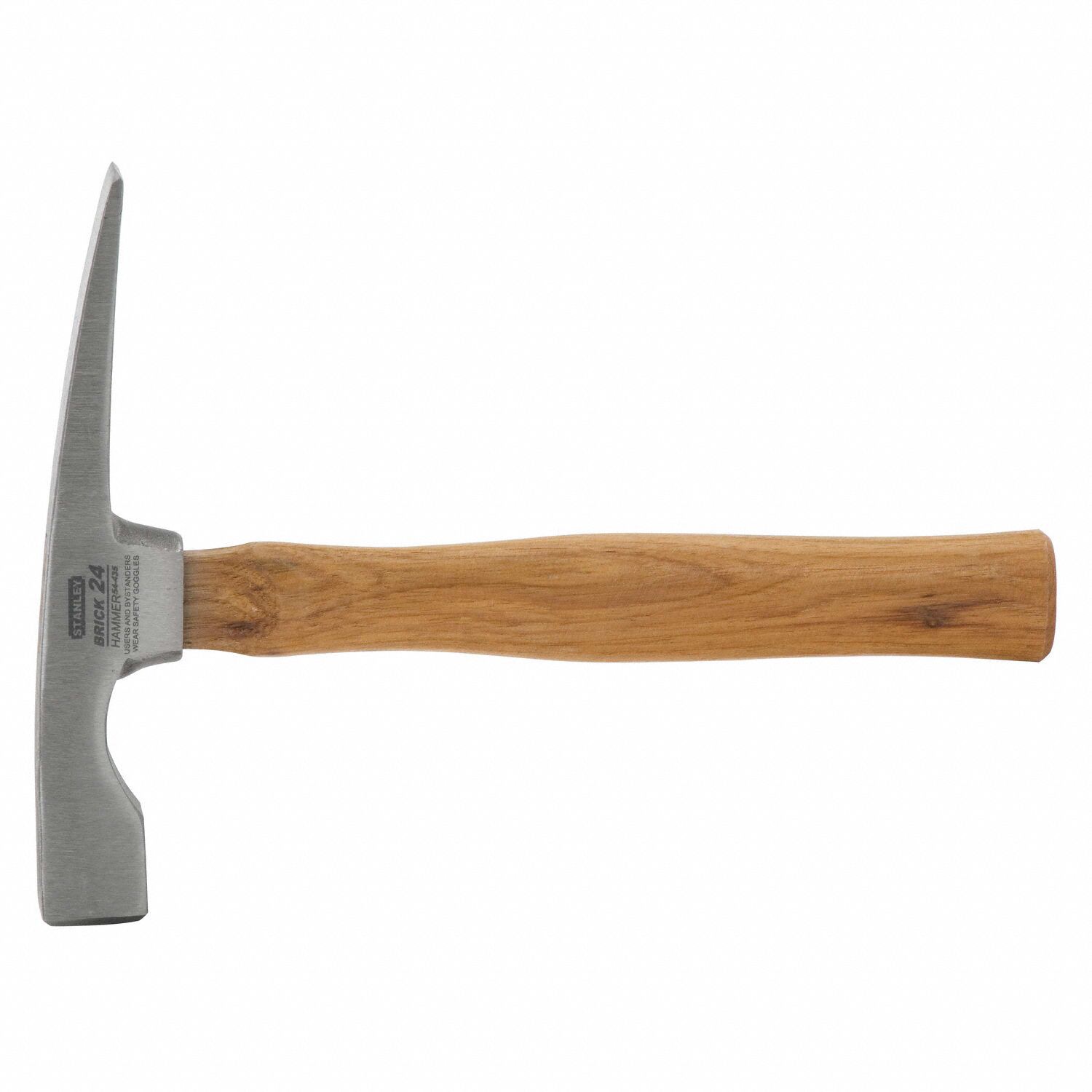 STANLEY Bricklayer Hammer: 11 in Overall Lg, Wood Handle, Perpendicular ...