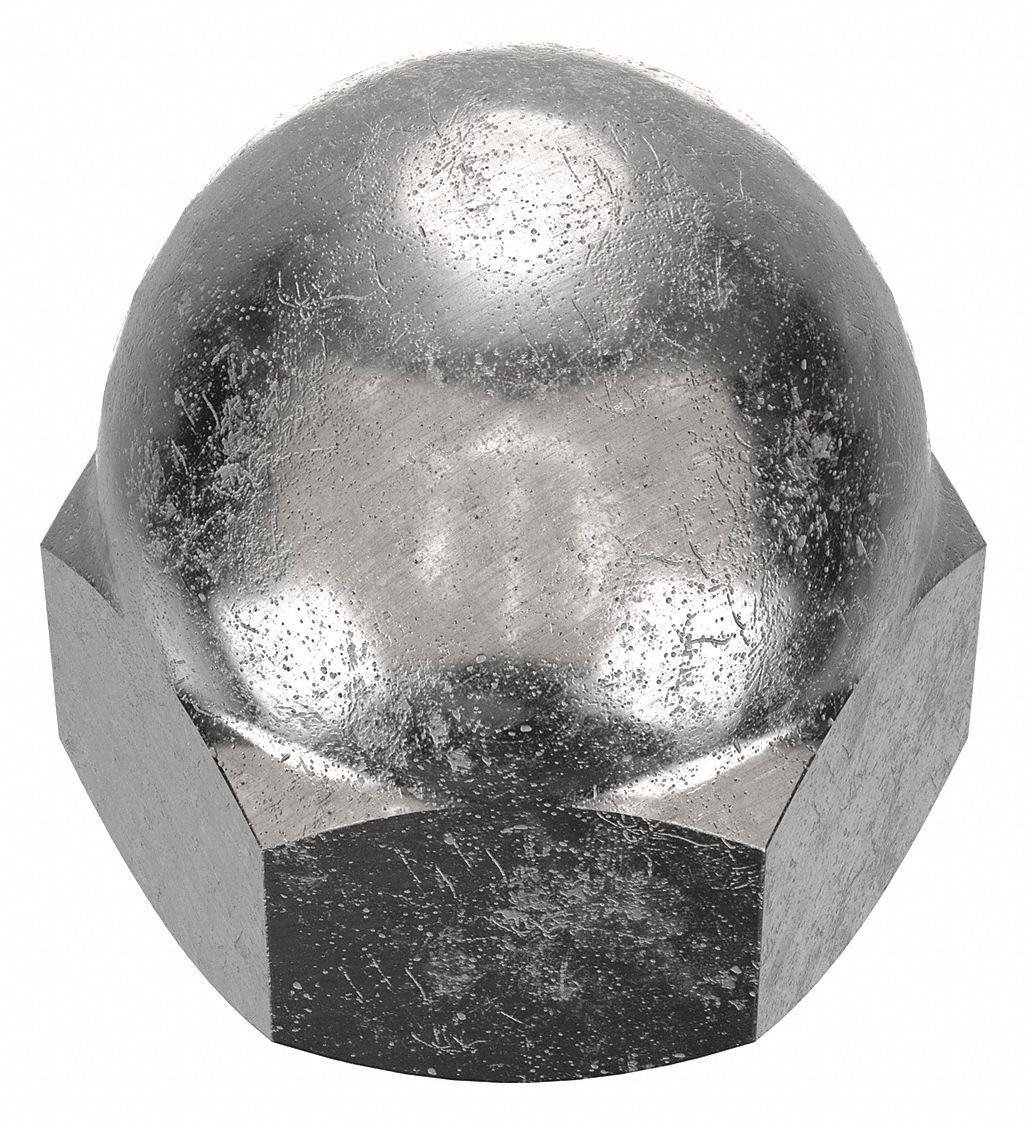 Cap Nut: 3/4"-10 Thread, Plain, 316L, Stainless Steel, 1.156 in Ht, 1 1/16 in Hex Wd
