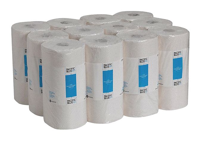 Paper Towel Roll: White, 11 in Roll Wd, 230 ft Roll Lg, 8 7/8 in Sheet Lg, 12 PK