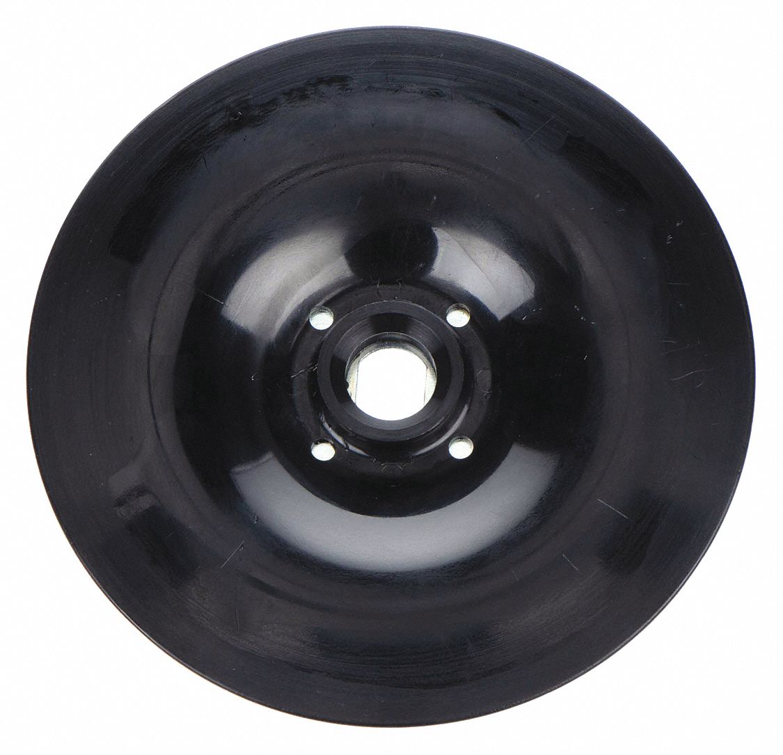 Disc Backup Pad: 5 in Wd, Round, Threaded Shank, For 5 in Disc Sanders, Plastic