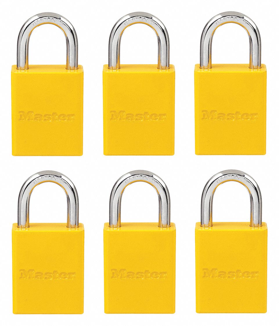 MASTER LOCK, Keyed Alike, Aluminum, Lockout Padlock 6REN36835KAS6YLW