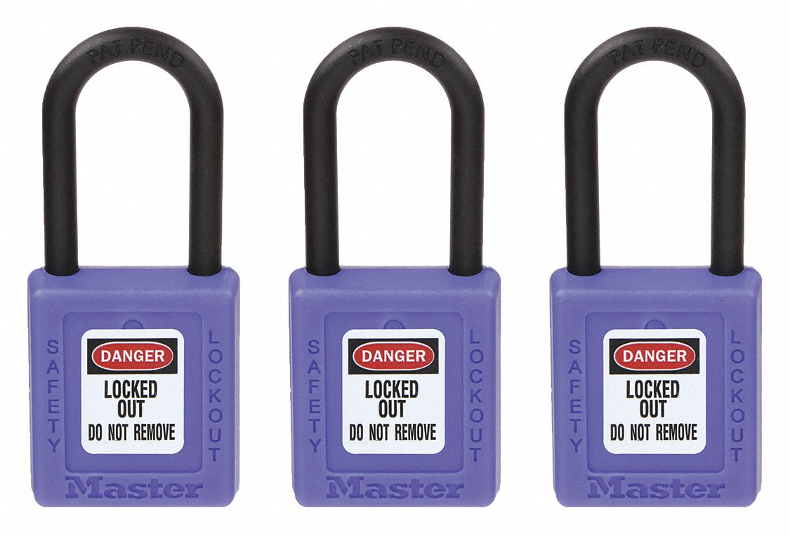 CADENAS DE VERROUILLAGE, THERMOPLASTIQUE, NON-CONDUCTEUR, ANG/FR/ES, DANGER, LARGEUR 1 1/2 PO, BLEU