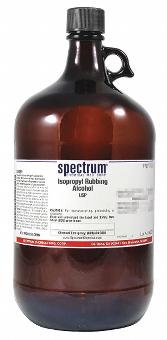 Isopropyl Rubbing Alcohol: USP, 4 L, 67-63-0/7732-18-5, 70% Concentration, Alcohol/Solvent, Glass, 1
