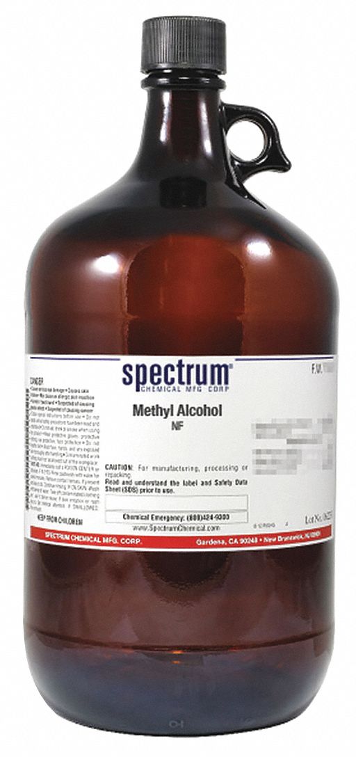 Methanol: NF, 4 L, 67-56-1, Alcohol, Liquid, Bottle, Glass, 60 mo Shelf Life, 1