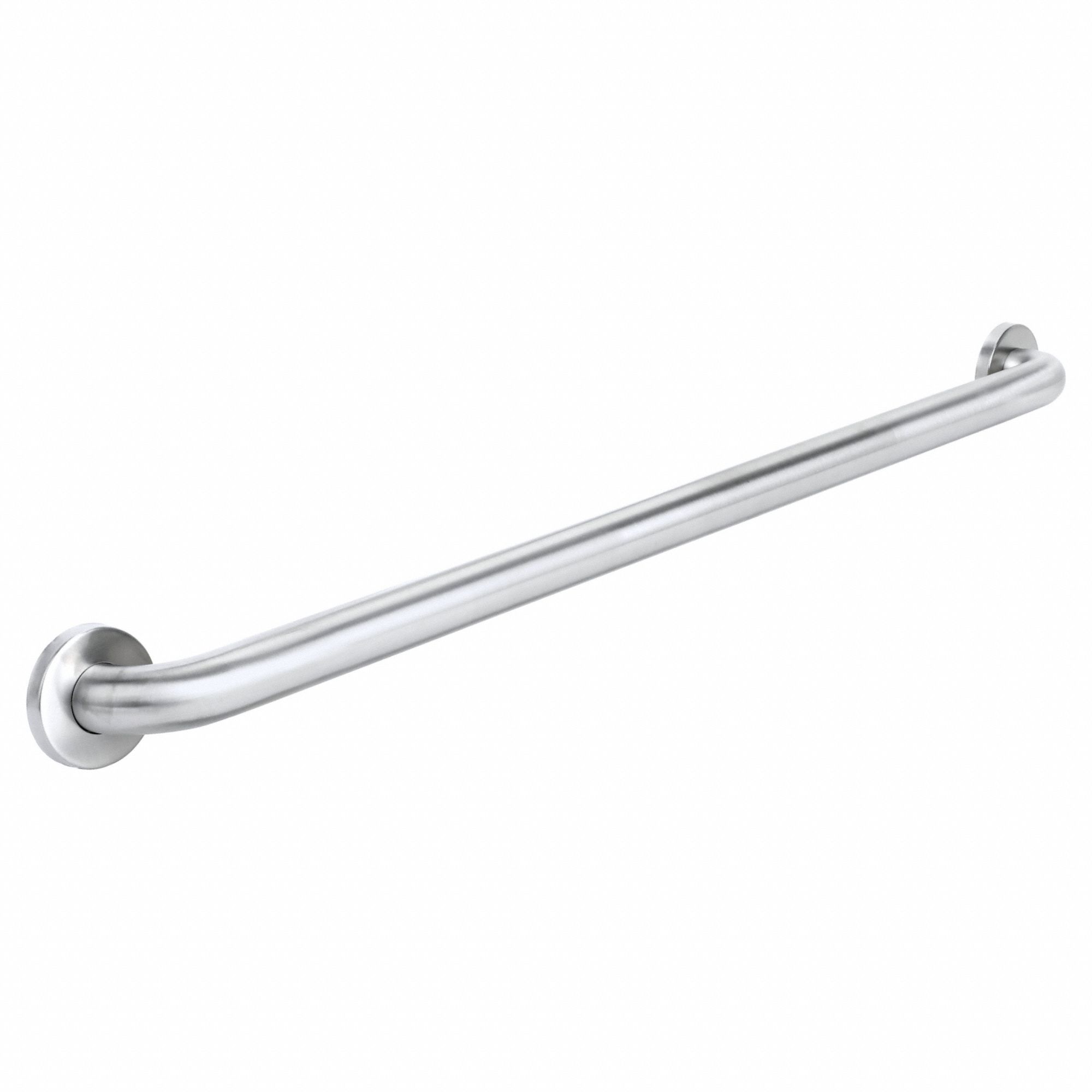 Wall Grab Bar: Straight, 36 in Lg, 1 1/2 in Dia, Stainless Steel, Satin, 800 lb Wt Capacity