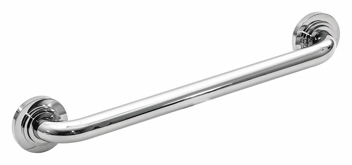 WINGITS Grab Bar: Halo Flanges, Stainless Steel, Silver, 18 in Lg, 1 1/ ...